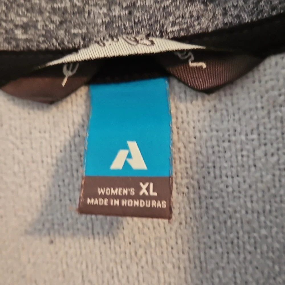 Eddie Bauer Gray/Navy Quarter-Zip Pullover - Picture 2 of 4